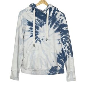 NSF SOULCYCLE LISSIE TIE DYE PULLOVER HOODIE - BLUE WHITE 100 % COTTON SZ L
